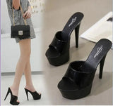 Color Woman Wedding Shoes Sandals 2023Nightclub Sexy High-heeled 15cm Shoes Slippers Heels Waterproof Sandal Summer