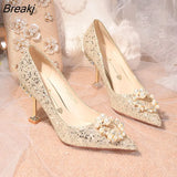 Women Shoes High Heels 2023 New Women Pumps Sequins High Heels Women Shoes Sexy Ladies Wedding Party Bow Tie Stiletto