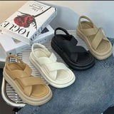 Cross Open-toed Sandals Women's 2024 Summer New Thick Sole Fashion Beach Roman
