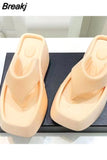 Sole Wedges Flip Flops for Women 2023 Summer Clip Toe Platform Sandals Woman Non Slip Beach Slippers High Heel