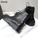Leather Mens Ankle Boots Classic Motorcycle Boots Winter Fur Plush Warm Male Shoes Unisex Vintage Flat