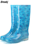 Women Rain Boots Waterproof Lightweight Knee-High Garden Shoes Woman Flower Rubber Platform Work Boot Botas De