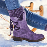 Women's Boots Winter 2023 Side Zipper Snow Boots Lace Up Women Shoes Size 43 Knitting Retro Ankle Boots Botas De