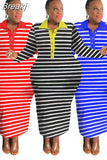 Women Turndown Collar Button Stripe Print Dresses Casual Long Sleeve Bodycon Mid Dress Fall Female Slim Vestidos