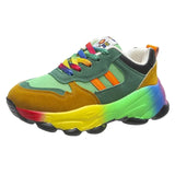 Mix Color Chunky Sneakers Women 2023 Autumn Platform Sports Shoes Woman Thick Bottom Lace Up Vulcanized Shoes Plus
