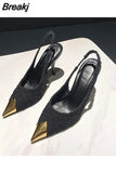 Toe Sandals Black Shoes for Women Buckle Strap All-Match Clear Heels Sexy Beige Velvet Fashion Stiletto Comfort Girls