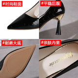 Woman 2024 Trend New Summer Red Heels Elegant Woman Black Heeled Pointed Toe Pumps Dress Leather White Ladies