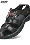 Men Sandals Genuine Leather Men Casual Shoes Outdoor Men Leather Sandals for Men Beach Shoes Roman Shoes Plus Size