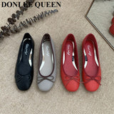 Brand Flats Ballet Women Shoes Classic Round Toe Flat Ballerina Female Bow Casual Slip On Loafer Soft Moccasin Fashion