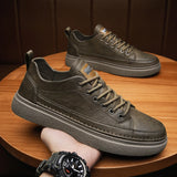 Men Fashion shoes lace up Sneakers High Quality genuine Leather Men Casual Shoes Flat White Shoes Man Designer