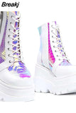 Women's Boots Autumn Winter Non Slip Platform Boots Women Fashion Size 43 Lace Up Wedge Shoes Women High Heels Botas