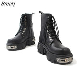 for Women 2023 Punk Style Platform Women Ankle Boots Women's Motorcycle Boot Fashion Ladies Chunky Shoes Metal Decor
