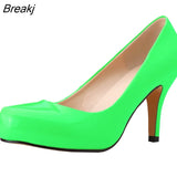 Leather High Heels Women Pumps Fashion Pointed Toe Office Lady Shoes Black Work Wedding Woman