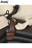 Summer Narrow Band Women Sandal Fashion Square Low Heel Ladies Elegant Dress Sandal Shoes Outdoor Casual