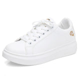 Women Casual Shoes New Spring Fashion Embroidered White Breathable Flower Lace-Up