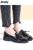 Patent Leather Women's Loafers Platform Slip on Shoes for Women Spring British Tassel Casual Flats Shoes Chaussures