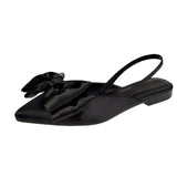 Summer Women Baotou Sandals Fashion Bow-knot Low Heels Pumps Female Silk Sexy Pointed Sandalias De Mujer Women's