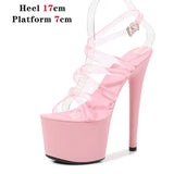 Color Shoes Stripper Heels Women Sandals Sexy Shoes Party Club Sandals 17 CM Platform High-heeled Wedding Shoes Pole