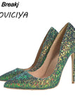 Glitter bling bling wedding shoes 12 cm high heel pumps sexy stiletto heels party shoes for women LF004
