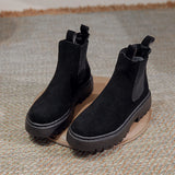 2023 New Suede Black Women's Ankle Boots Platform Shoes Casual Chelsea Boots Fashion Motorcycle Fashion Short Botas
