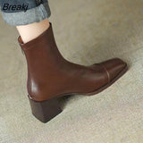 Women Ankle Boots Luxury Genuine Leather High Heels Zipper Black Chelsea Short Boot 2023 Elegant Female Booties Designer