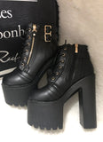 and American Nightclub Sexy Ankle Boots 2023 Fall New 16 Cm Super High Heel Womens Boots Crude Heel Lace-Up Short