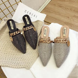 Women Mules Luxury Flats Fashion Loafers Designer Shoes Summer Slippers Pointed Toe Slides Slip on Wedding Casual Ladies