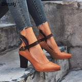 Women Pumps Fashion Women Shoes Party Wedding Super Square High Heel Thick Heel Purple Khaki Ladies