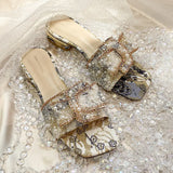 Sandals, Women's Summer Outside Wear Fashion Flat Women's Rhinestone Sandals, Casual Beach Flip-flops, Women's