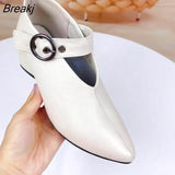 Women's High Heels Spring Autumn New Fashion Soft Leather Pumps Sandals Korean Style Pointed Toe Thick Heel