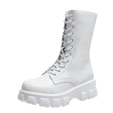 Winter Leather Lace Thick Sole for Women Boots Casual Fashion Warm Large Shoes Zapatos De Mujer En Oferta Con Envio
