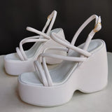 Wedge Heels Sandals For Women 2023 Summer Chunky Heeled Casual Ankle Strap Fashion Women Sandals