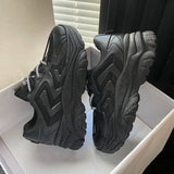 Women Spring Women's Sneakers Height Increasing Beige Black Autumn Chunky Shoes Leisure Shoes Lace Up Zapatillas