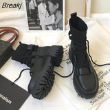 boots woman high boots ladies casual stretch fabric socks boots fashion Cross-tied women shoes platform boots gothic
