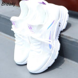 Mesh Vulcanize Shoes Women Breathable Sneakers Hollow Student Flat White Tennis Female Round Head Spring Fashion