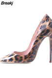 sexy night club party wedding shoes women Leopard print high heels slip on pointed toe 12cm stiletto pump QP033