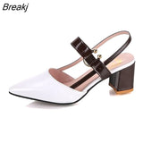 Hollow Coarse Sandals High-heeled Shallow Mouth Pointed Pumps Female Sexy High Heels Large Fashion Woman