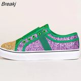 Women Sneakers Gold Glitter Spring Autumn Shinny Bling Fashion Casual Shoes Outdoor Glossy Flat Sneaker Plus Size Shoes