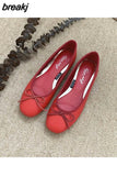 Brand Flats Ballet Women Shoes Classic Round Toe Flat Ballerina Female Bow Casual Slip On Loafer Soft Moccasin Fashion