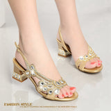 New Flat Sandals Women Wear High Heels Golden Diamond Bohemian Diamond Sandals With Thick