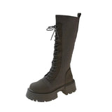 2023 Autumn Winter New Chunky Platform Long Boots Women Thick-soled Stretch Knitted Knee High Boots Woman Botas De