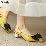 Women's Sandals New Retro Women Pumps Spring Summer Butterfly-Knot High Heels Basic Casual Square Toe Shoes Woman Strange