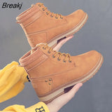2022 new women boots Riding, Equestrian Ankle boots Low (1cm-3cm) platform boots Lace-Up plus size
