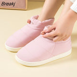 Women Winter Waterproof Down Shoes Plus Size 45 Warm Plush Flat Snow Boots Woman Indoor Non-slip Couple Cotton
