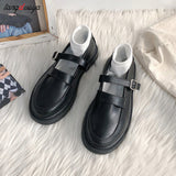 Lolita Mary Jane Shoes Women Cute Kawaii Chunky Platform Flats Fashion Designer Buckle Strap Leather women's Loafers