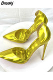 colorful women shoes 8cm 10cm 12cm high heels pointed toe plus size 33-45 work party dating slip on pumps QP186
