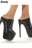 Black 16CM Platform Super High Heels for Woman Sexy Open Toe Sandals Gladiator Party Dress Women Shoes Plus Size