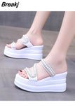 White Slippers Wedge Heels Women Sandals Platform Wedges Shoes Ladies Summer Sandals Beach Sandals High Platform