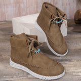 Women With Short Boots 2023 Autumn And Winter New Medium-Heeled Short Boots Sleeve Solid Color Retro Fashion Women's