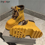 Winter Boots Medium Heel Comfortable Ankle Ladies Boots 2023 Designer Shoes Solid Colors Lace-Up Chaussure Femme